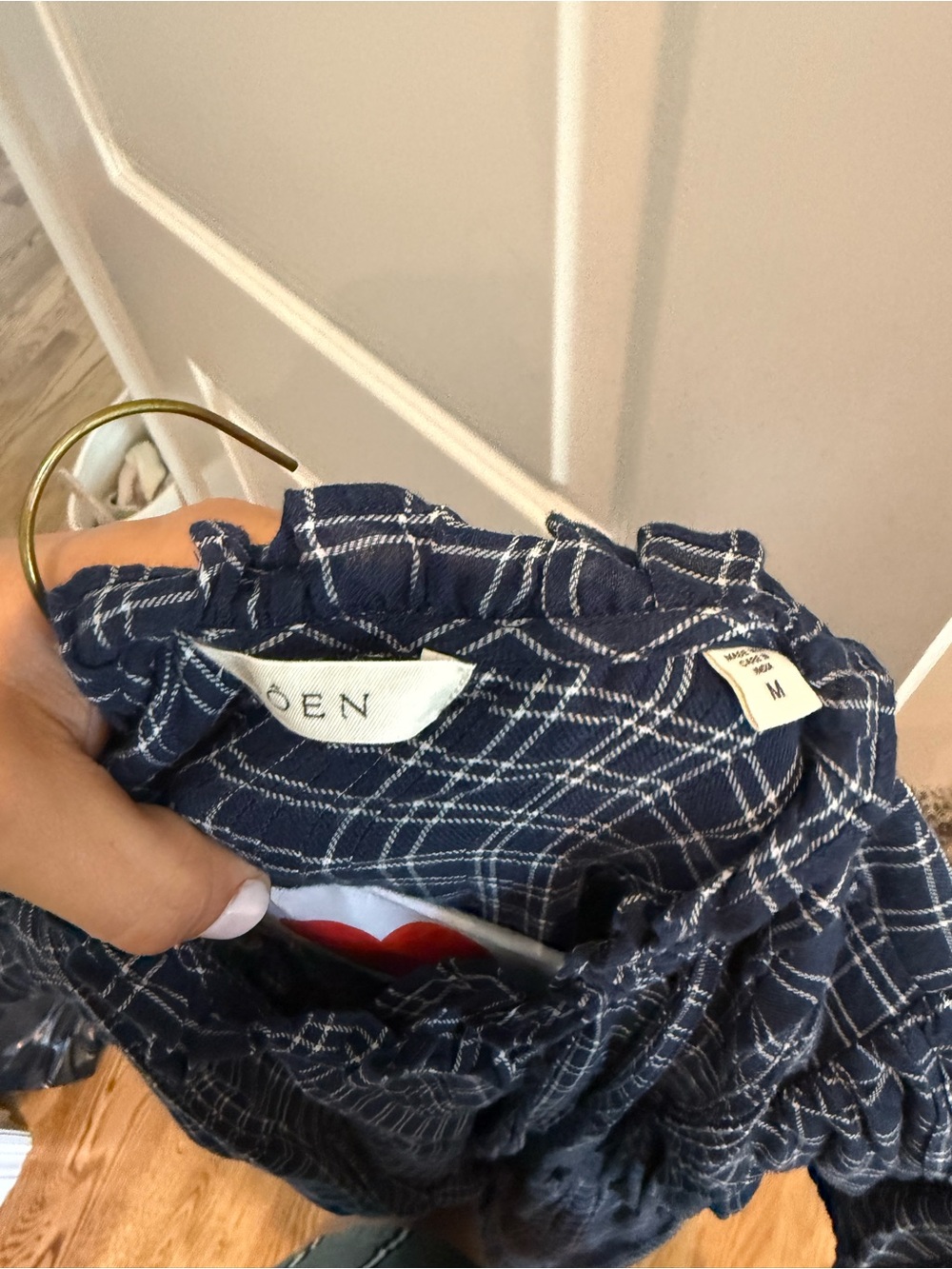 doen Button-Front Navy Plaid Midi Dress - Picture 3 of 5
